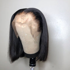 Bob  Short Bone Straight Human Hair Wig T Part Lace  Pre Plucked