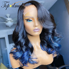 Lace Front Human Hair Wig with Baby Hair Ombre Orange Brazilian