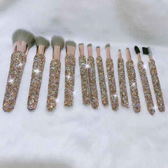 Crystal Bling Dazzling Rhinestone Cosmetic Brush Set