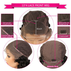 Purple Ombre Highlight 13x4 Lace Front Human Hair Wigs with Baby Hair Glueless