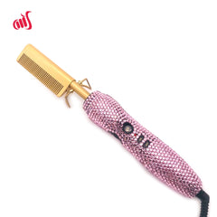 Diamond Handle Straightening Comb for All Hair Textures (Pink) Straightening Iron