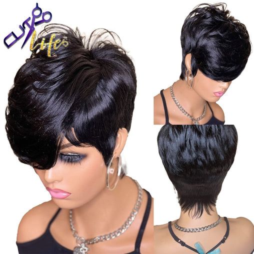 Pixie Cut  Brazilian Remy Straight Wig