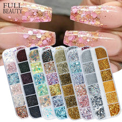 Holographic Nail Glitter Flakes Sequin 12pcs