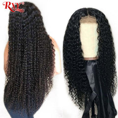 Afro Kinky Curly Transparent Lace Remy Brazilian Human Hair Wig 250 Density