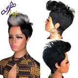 Grey Short Bob Straight Human Hair Pixie Wig