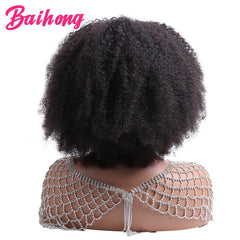 Afro Kinky Curly Human Hair Wig With Bangs Glueless Colored Natural