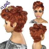Orange Ginger Short Curly Bob Pixie Cut Human Hair Wig