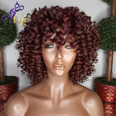 Straw Curls with Bangs 99J  Human hair Wig