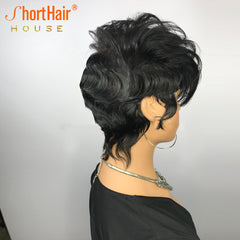 Feather Bangs With Finger Weaves Short Pixie Cut Wigs