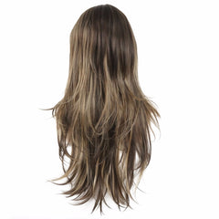 Long Brown with Highlights Wig 24 Inch