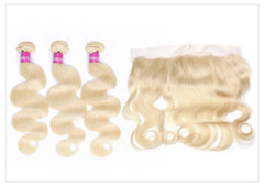 13x4 Ear to Ear Lace Frontal Closure Brazilian Remy Human Blonde Hair