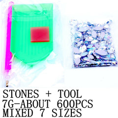 600pc Crystal AB 3D Nail Art Rhinestones Gems Flatback Stones