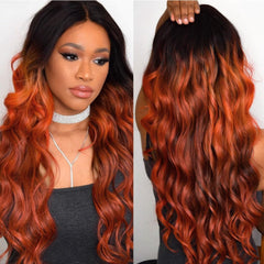 1B/350 Two Tone Golden Blonde Unprocessed Brazilian Body Wave Human Hair With Lace Closure