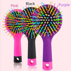 Portable Volume Rainbow Detangling Hair Comb with Mirror