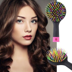 Portable Volume Rainbow Detangling Hair Comb with Mirror
