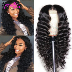 Loose Deep Wave Lace Front Wig PrePlucked Brazilian Remy