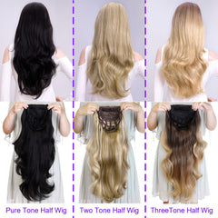 3/4 Half Wig Clip in Hair Extensions Premium Heat Resistant Synthetic Hair