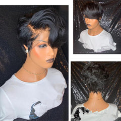 Short Wavy Brazilian Remy Hair Lace Front Wig 150%