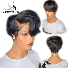 Short Wavy Brazilian Remy Hair Lace Front Wig 150%