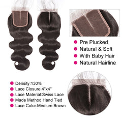 Body Wave Bundles With Closure Brazilian Hair