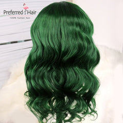Green Body Wave Brazilian Human Hair Lace Front Wig