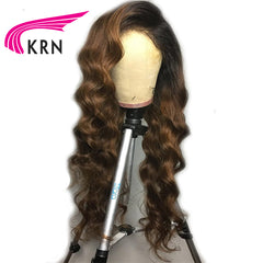 13X6 Ombre Human With Baby Hair Body Wave Pre Plucked Remy Brazilian Lace Front Wig