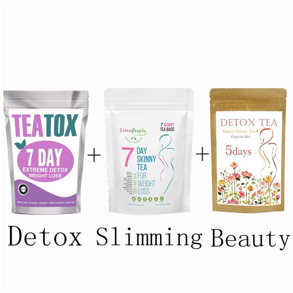 14 Days Slimming Tea Fat Burning & Detox Tea for Weight Losing Healthy Skinny Tea & 10 Days Beauty Flower Tea Skin Care Products