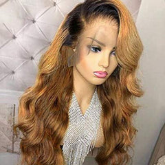 Lace Front Human Hair Wigs With Baby Hair 1B/27  Pre Plucked Ombre